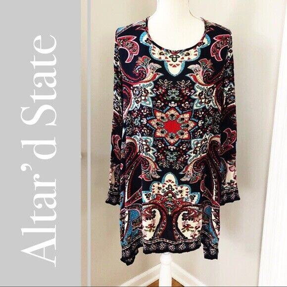 Altar’d State Boho Long Sleeve Floral Dress Size Medium - Picture 1 of 7
